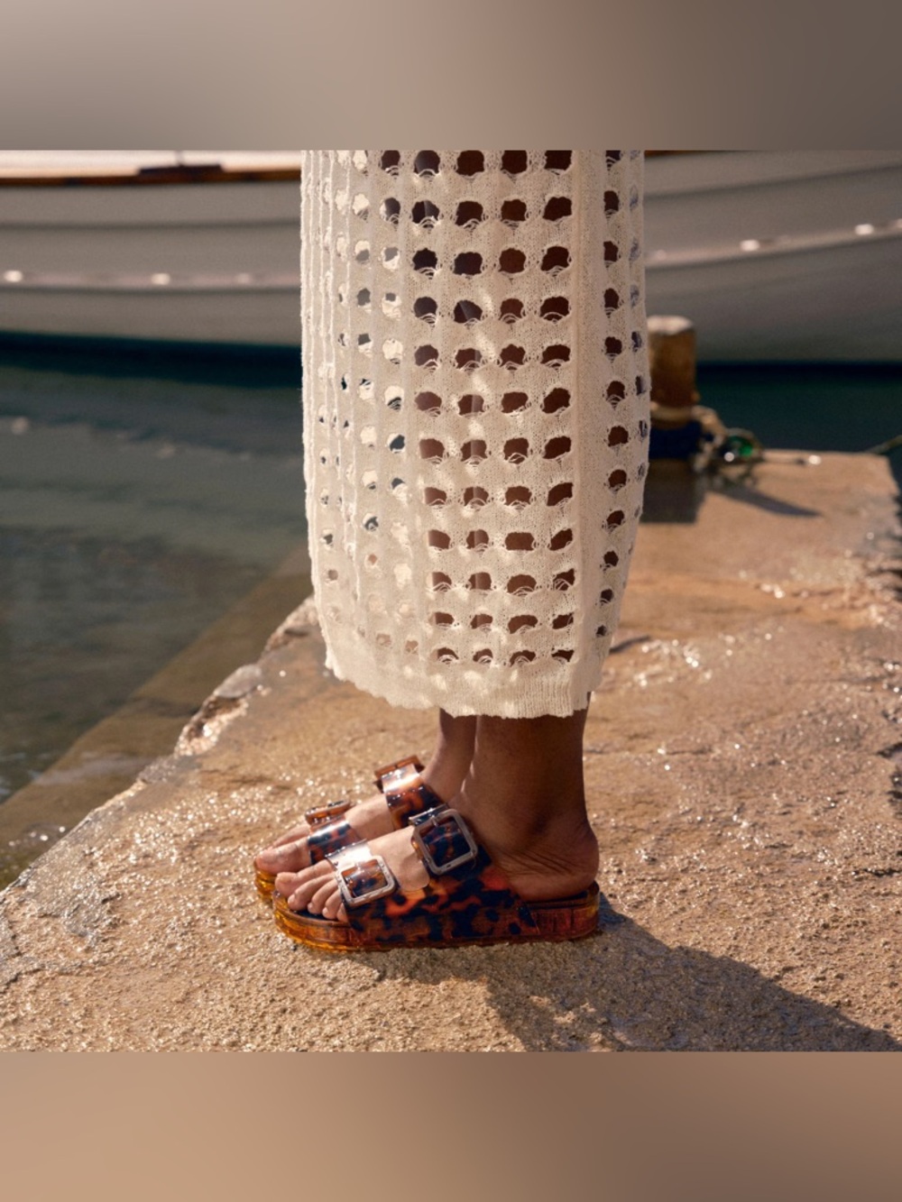 Dolce Vita Tortoiseshell Brown Double Buckle Slide Sandal - Picture 5 of 5